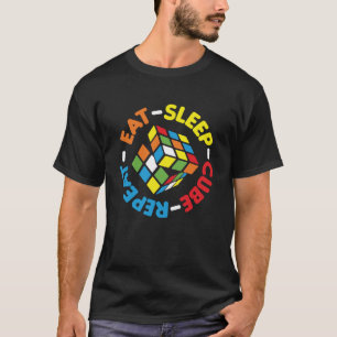 T-shirt Manger Cube Sommeil Répéter Cubes Funny Puzzle Vit