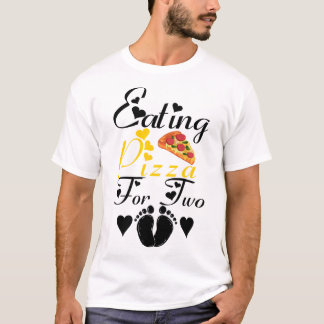 T-shirt Manger De La Pizza Pour Deux Grossesses Drôle