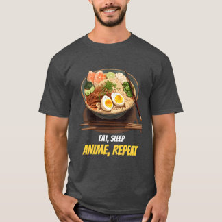 T-shirt Manger Dormir Anime Répéter Anime Streetwear drôle