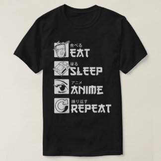 T-shirt Manger Dormir Anime Répéter Conception de Vie Otak