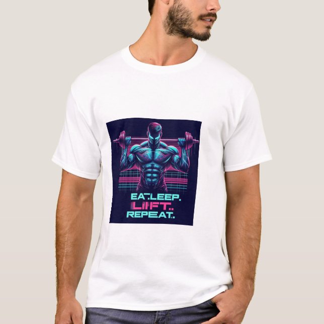 T-shirt Manger. Dormir. Ascenseur. Recommencer. | Tee Moti (Devant)