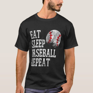 T-shirt Manger Dormir Baseball Répéter Entraîneur Équipe J