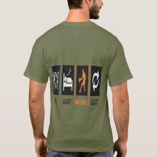 T-shirt Manger Dormir Basketball Répéter Impression Dos 