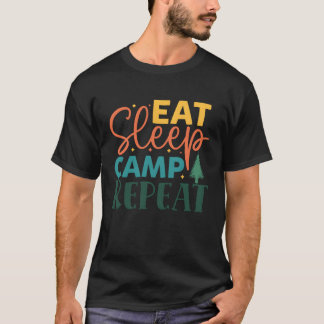 T-shirt Manger Dormir Camping Camping vintage