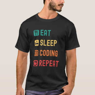 T-shirt Manger dormir coder répéter avec cases à cocher co
