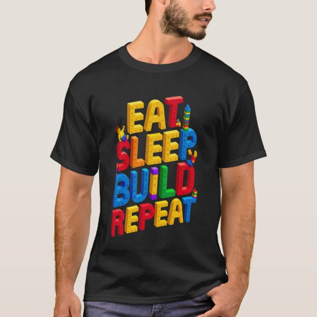 T-shirt MANGER DORMIR CONSTRUIRE RÉPÉTER Maître Constructe (Devant)