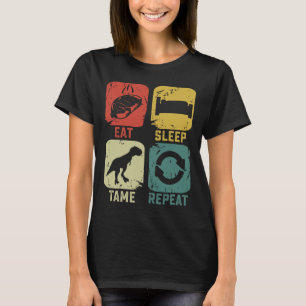 T-shirt Manger Dormir Dompter Répéter Dinosaure Jeux Geek
