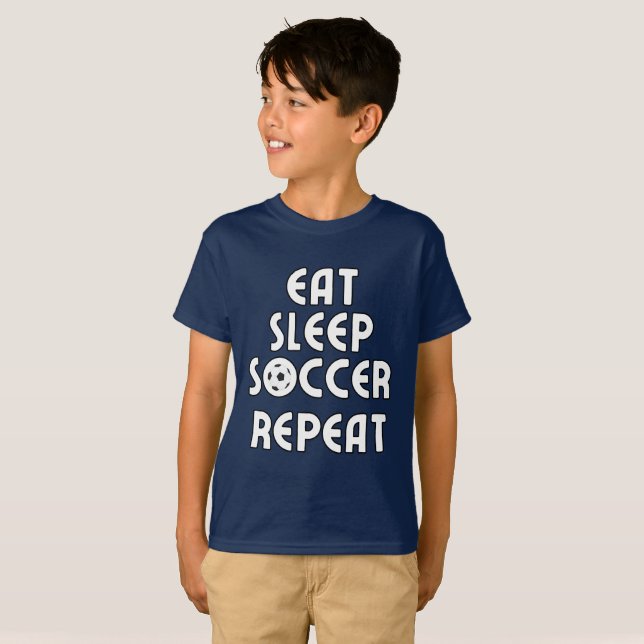 T-shirt Manger, Dormir, Football, Répéter (Devant entier)