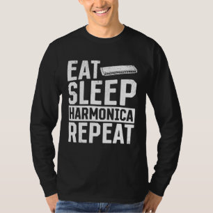 T-shirt Manger Dormir Harmonica Répéter Harmonica