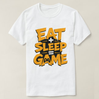 T-shirt Manger Dormir Jeu Orange Grunge Citation Joueur