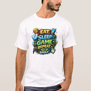 T-shirt Manger Dormir Jouer Répéter Quotidiennement