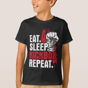 T-shirt Manger Dormir Kickbox Répéter - Arts Martiaux Kick