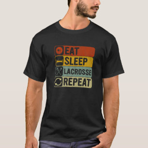 T-shirt Manger Dormir Lacrosse Répéter Rétro Années 60 70