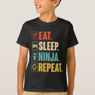 T-shirt Manger Dormir Ninja Répéter Drôle Ninja Martial