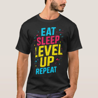 T-shirt Manger Dormir Niveau Supérieur Répéter Gamer Vidéo
