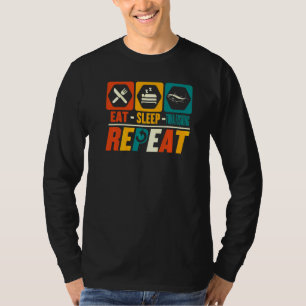 T-shirt Manger Dormir Pêche au Thon Répéter Pêcheur Pois