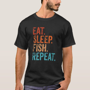 T-shirt Manger Dormir Pêche Répéter Drôle Pêcheur Pêcheur