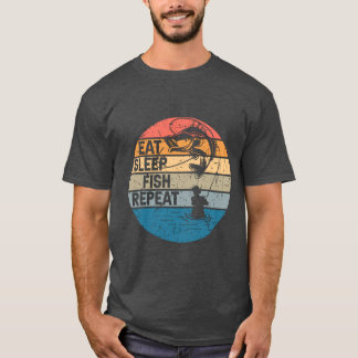 T-shirt Manger, Dormir, Poisson, Répéter, Amant De Pêche