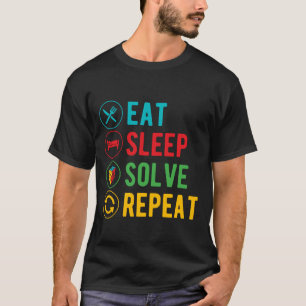 T-shirt Manger Dormir Résoudre Puzzle Cube Répéter Cubéen