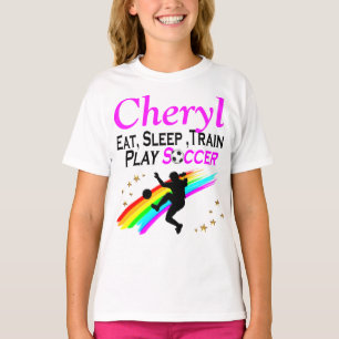 T-SHIRT MANGER, DORMIR, TRAIN JOUER SOCCER PERSONNALISÉ TE