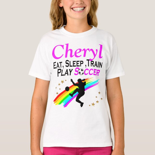 T-SHIRT MANGER, DORMIR, TRAIN JOUER SOCCER PERSONNALISÉ TE (Devant)