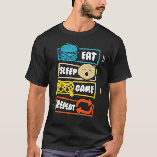 T-shirt Manger Jeu de veille Répéter Jeu de jeu à thème An