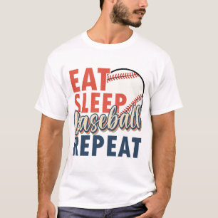 T-shirt manger la répétition de base-ball de sommeil