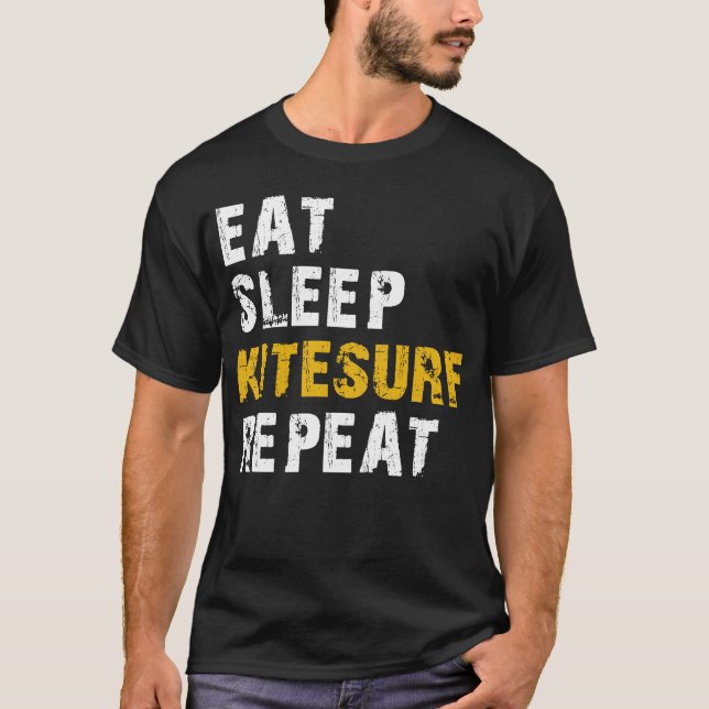 T-shirt manger le sommeil kitesurf répéter (Devant)