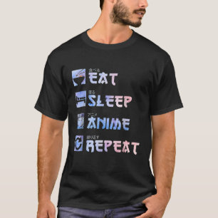 T-shirt Manger Sleep Anime Anime Anime Anime Mangas Cadeau
