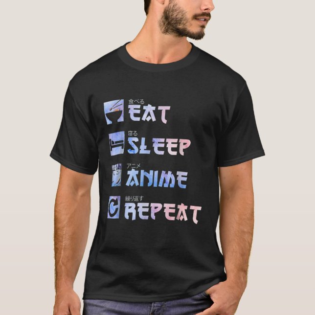 T-shirt Manger Sleep Anime Anime Anime Anime Mangas Cadeau (Devant)