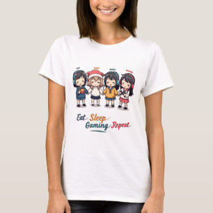 T-shirt Manger Sleep Anime Jeu Répétition Kawaii Otaku Ani