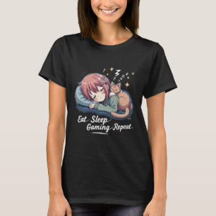 T-shirt Manger Sleep Anime Jeu Répétition Kawaii Otaku Ani