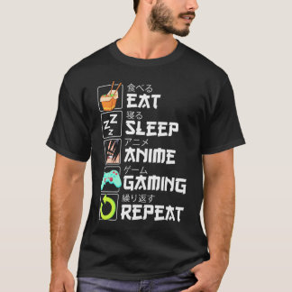 T-shirt Manger Sleep Anime Jeu Répétition Kawaii Otaku Ani