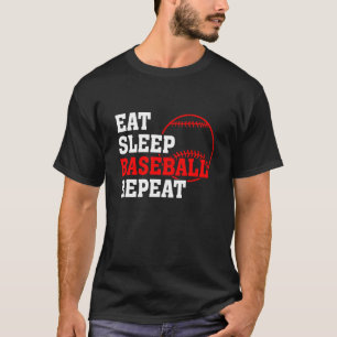 T-shirt Manger Sleep Baseball Répéter Baseball Player Base