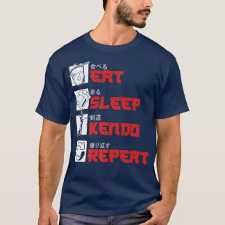 T-shirt Manger Sleep Kendo Japonais Guerrier Samurai Japon