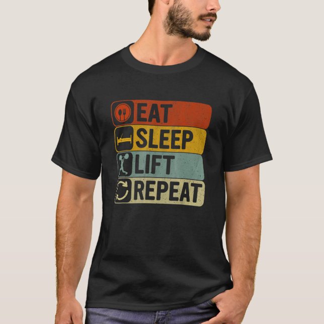 T-shirt Manger Sleep Lift Répéter Retro 60s les années 70  (Devant)