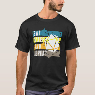 T-shirt Manger Sleep Mdn Répéter Dice Rpg Jeu Nerd Rolepla