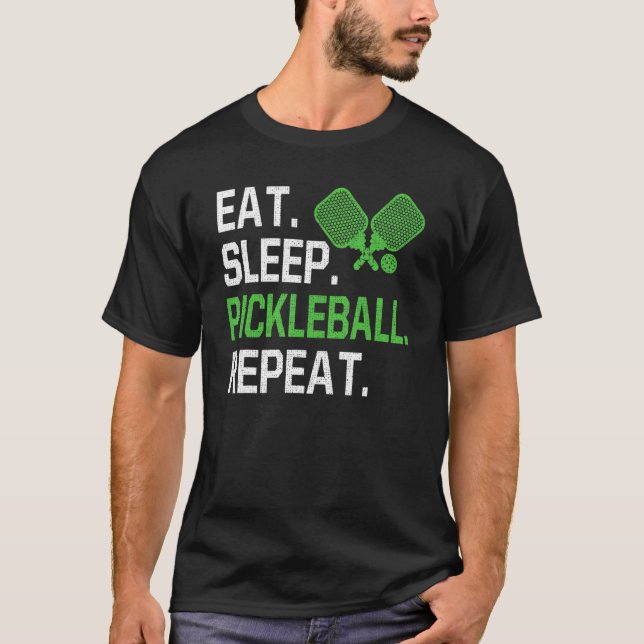 T-shirt Manger Sleep Pickleball Répéter Pickleball Joueur  (Devant)