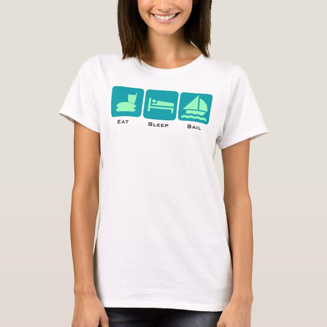 T-shirt Manger Sleep Sail Aqua Green Design bateau à voile (Devant)