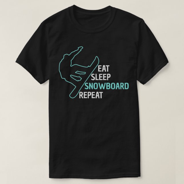 T-shirt Manger Sleep Snowboard Répéter 3 (Design devant)