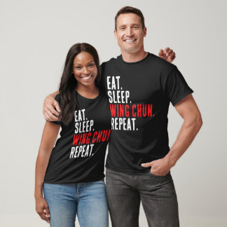 T-shirt Manger Sleep Wing Chun Répéter Kung Fu Entraînemen