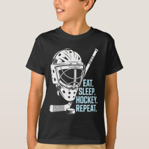T-shirt Manger Sommeil Hockey Répéter Masque de Hockey Bât