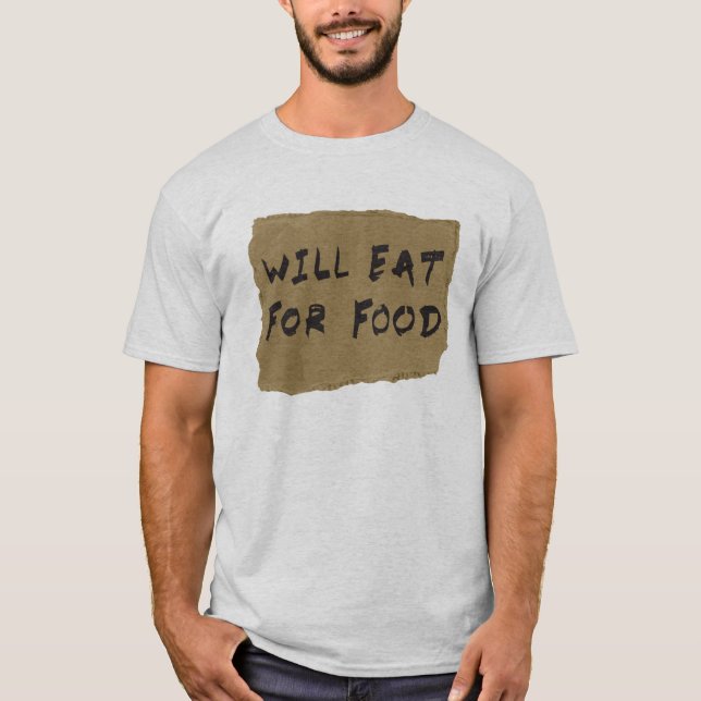 T-shirt Mangera pour le signe de carton de nourriture (Devant)