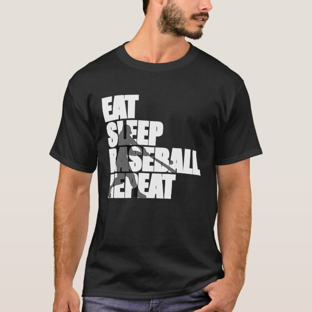 T-shirt Mangez Baseball Sleep Répéter Love Baseball (Devant)