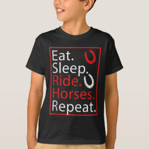 T-shirt Mangez Des Chevaux De Sommeil Répétez L'Humour Pou