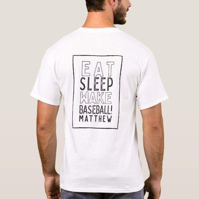 T-shirt Mangez, dormez, réveillez, baseball moderne dessin (Dos)
