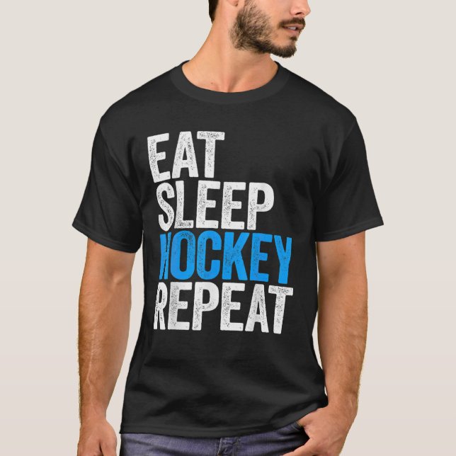 T-shirt Mangez Dormir Hockey Répéter Sport Jeu (Devant)