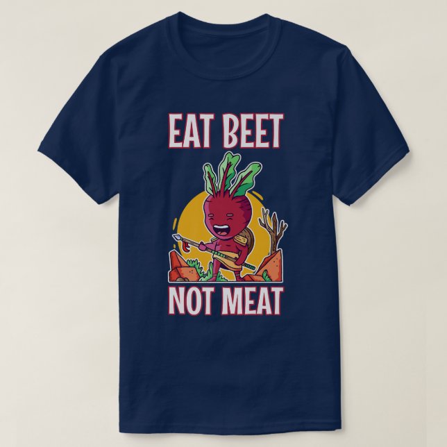 T-shirt Mangez la betterave pas la viande végétale amant v (Design devant)