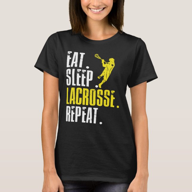T-shirt Mangez la crosse du sommeil Répéter Lax Sport (Devant)