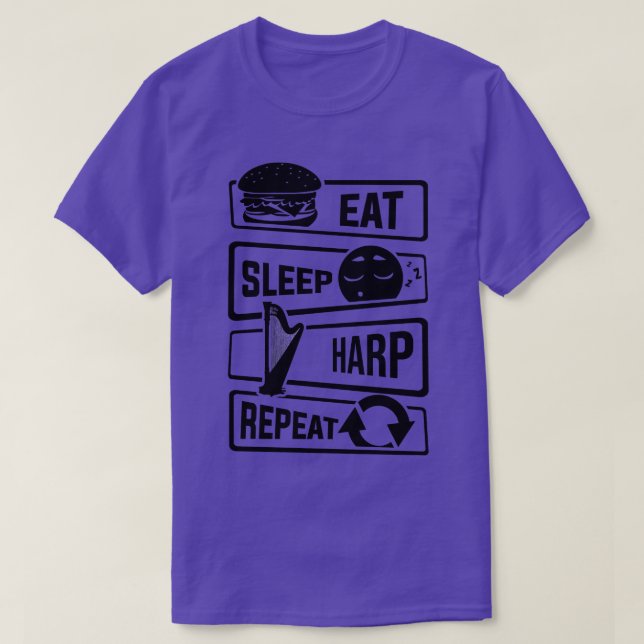 T-shirt Mangez la harpe de sommeil Répéter l'instrument à  (Design devant)